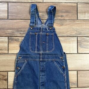 Vtg 1960's MONTGOMERY WARD Bib Overalls Men's 34x30  Button Fly Denim Blue USA